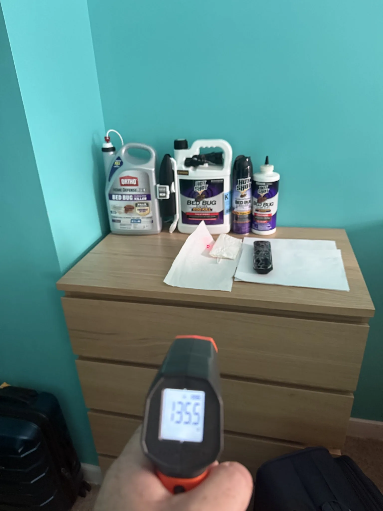 Thermometer checking dresser temperature during heat treatment